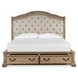 Marisol Fawn and Cream King Leather Upholstered Storage Sleigh Bed