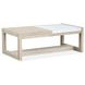 Northcrest Gallery Buff and Antique Silver Rectangular Marble Top Cocktail Table