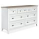 Bluehaven Chalk White and Dovetail Gray 7 Drawer Dresser with Rectangular Mirror