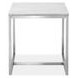 Isolde White and Brushed Nickel Rectangular Marble Top End Table