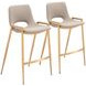 Desi Beige and Gold Counter Height Stool Set of 2