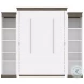 Orion White And Walnut Grey 104" Queen Murphy Bed With 2 Narrow Shelving Units