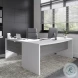 Echo Pure White And Modern Gray 72" Bow Front L Shaped Desk