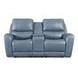 Bel Air Persian Blue Leather Power Reclining Living Room Set with Power Headrest and USB Charging