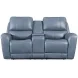 Bel Air Persian Blue Leather Power Reclining Living Room Set with Power Headrest and USB Charging