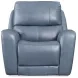 Bel Air Persian Blue Leather Glider Power Recliner with Power Headrest and USB Charging