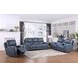 BelleAvenue Persian Blue Leather 85" Lay Flat Power Reclining Sofa with Power Headrest and USB Charging