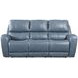 BelleAvenue Persian Blue Leather 85" Lay Flat Power Reclining Sofa with Power Headrest and USB Charging