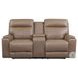 Bryant Tuscan Tan Leather 76" Lay Flat Power Reclining Console Loveseat with Power Headrest and USB Charging