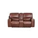 Broadway Brown Leather Lay Flat Power Reclining Living Room Set with USB Charging