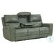Lioran Sage Moss Leather Power Reclining Sofa with Power Headrest