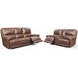 Highland Brown Coffee Leather Power Reclining Living Room Set with Power Headrest