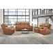 Belmont Lyric Caramel Leather 77" Zero Gravity Power Reclining Loveseat with Console and USB Charging