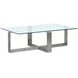Whitehall Aged Pewter and Chrome Pucks Rectangular Glass Top Cocktail Table