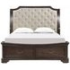 Lyndhurst Walnut and Beige King Upholstered Storage Sleigh Bed