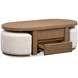 Silveroak Golden Oat and Beige Oval Lift Top Cocktail Table with 2 Upholstered Stools
