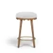 Oodle Cream and Light Walnut Performance Vegan Mohair Upholstered Counter Height Stool