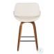 Fabrico Walnut And Cream Swivel Counter Height Stool Set Of 2 with Square Footrest