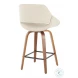 Fabrico Walnut And Cream Swivel Counter Height Stool Set Of 2 with Square Footrest
