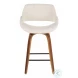 Fabrico Walnut And Cream Swivel Counter Height Stool Set Of 2 with Square Footrest
