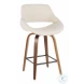 Fabrico Walnut And Cream Swivel Counter Height Stool Set Of 2 with Square Footrest