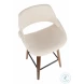 Fabrico Walnut And Cream Swivel Counter Height Stool Set Of 2 with Square Footrest
