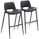 Desi Black Bar Stool with Black Legs Set of 2