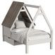 Lodge Cookies and Cream Twin Novelty Bed with Half Roof and Window