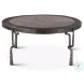 Rustic Revival Weathered And Rustic Gray Marble Inlay Industrial Coffee Table