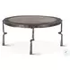 Rustic Revival Weathered And Rustic Gray Marble Inlay Industrial Coffee Table