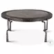 Rustic Revival Weathered And Rustic Gray Marble Inlay Industrial Coffee Table