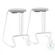 Finn White Steel And Light Grey Fabric Counter Height Stool Set Of 2