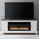 909729 Wirebrushed White and Charcoal 80" TV Stand with Fireplace