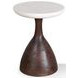 Palm Desert White Marble And Rich Chestnut Pedestal Side Table