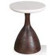 Palm Desert White Marble And Rich Chestnut Pedestal Side Table