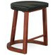 Hampton Walnut and Black Leather Upholstered Backless Counter Height Stool