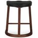 Hampton Walnut and Black Leather Upholstered Backless Counter Height Stool