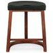 Hampton Walnut and Black Leather Upholstered Backless Counter Height Stool