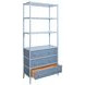 Flynn Blue Dyed and Light Blue Matte Lacquer 3 Drawer Etagere with 3 Shelves