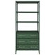 Flynn Green Dyed and Dark Green Matte Lacquer 3 Drawer Etagere with 3 Shelves