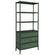 Flynn Green Dyed and Dark Green Matte Lacquer 3 Drawer Etagere with 3 Shelves