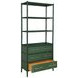 Flynn Green Dyed and Dark Green Matte Lacquer 3 Drawer Etagere with 3 Shelves