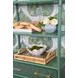 Flynn Green Dyed and Dark Green Matte Lacquer 3 Drawer Etagere with 3 Shelves