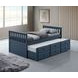 Clemens Midnight Blue Twin XL Captain Bed with Trundle and Storage