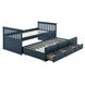 Clemens Midnight Blue Twin XL Captain Bed with Trundle and Storage