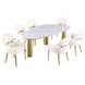 Northam Matte Gold and White 79" Rectangular Sintered Stone Top Dining Table