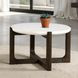 Vellara Dark Walnut and White Round Quartz Stone Top Cocktail Table
