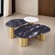 Northwich Black and Matte Gold Oval Sintered Stone Top Occasional Table Set