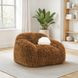 Darwen Camel Brown Upholstered Swivel Chair with Pillow