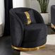 Valdosta Black and Gold Upholstered Swivel Chair with Pillow